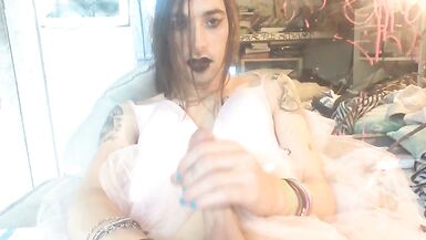 Pink Fairy Goth Femboy in Pink Tulle Masturbates and Reads Literature - 12 image