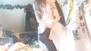 Pink Fairy Goth Femboy in Pink Tulle Masturbates and Reads Literature - 4 image