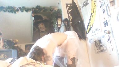 Pink Fairy Goth Femboy in Pink Tulle Masturbates and Reads Literature - 5 image