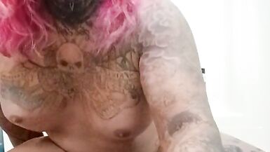 Shemale Riding Dildo Jerking Off And Cum - 11 image