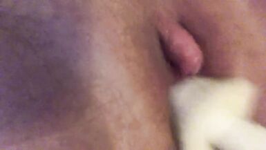 Trans slut pussy creams on knot dildo machine - 15 image