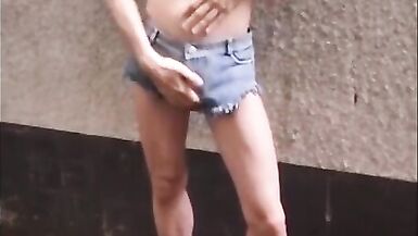 Slutty Cd Bella gets kinky outdoors with her pink boots