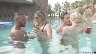 Horny Gang fucking each other in pool - 9 image