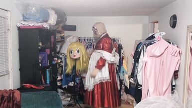 Kigurumi Layered Breathplay Cosplay Holographic pvc plastic dress - 12 image