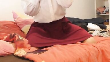 Cute femboy cum all over my skirt - 5 image