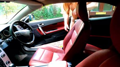 crossdresser kellycd2022 playing in the car masturbation cumshot in seamless pantyhose - 1 image