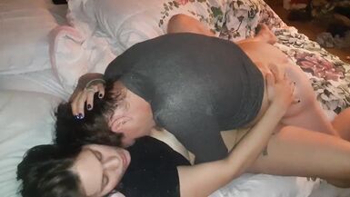 My girlfriend eats whipped cream off my ass then fucks my pussy - 13 image