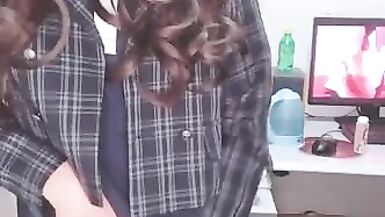 Asain transgirl in school uniform playing 2021-9-4