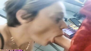 she quickly fucks me and cums in my mouth