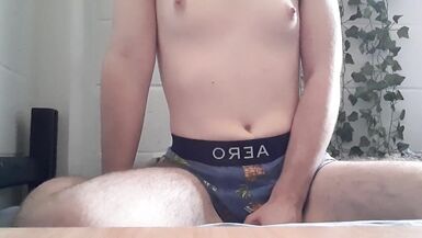 playing with my vibrator in my boxers until I whimper and cum