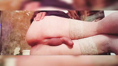 Crossdresser Self Pee Gold Rain And Cumshot - 6 image