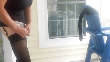 DeeDeeSlut69 on Balcony with Horse Cock - 12 image