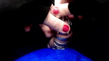 Closed girl made a golden fountain and filled a tube with cum - 5 image