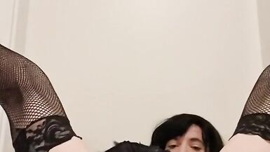 Submissive slut shemale takes a huge dildo in her gaping ass hole - 9 image