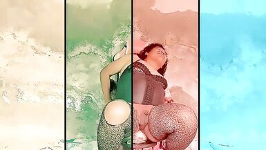 Shemale in extreme anal opening with giant wedge in her butt - 4 image