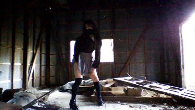 Beautiful transgender woman masturbates in an abandoned warehouse - 10 image