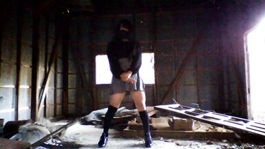 Beautiful transgender woman masturbates in an abandoned warehouse - 3 image