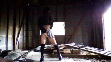Beautiful transgender woman masturbates in an abandoned warehouse - 5 image