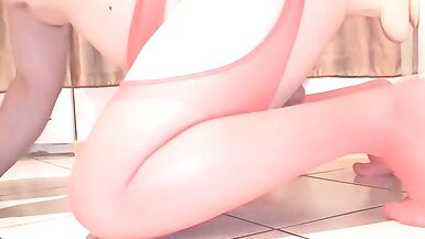 Trap80, Sissy Whore in Red Stockings Pleasing Big White Cock - 8 image