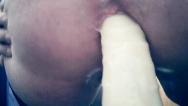 Sitting on a big dildo, stretching open my hole - 14 image