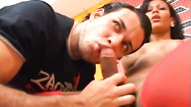 Great blowjob for an ebony shemale! - 2 image