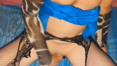 Blue sequin dress stretching my hole and riding to a intense orgasm - 15 image