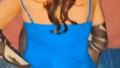 Blue sequin dress stretching my hole and riding to a intense orgasm - 8 image