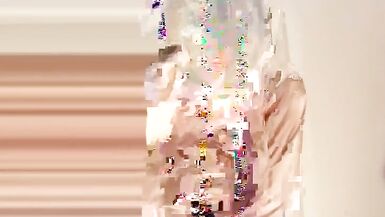 jess silk riding dildo in pink satin nightie and robe with bob wig - 2 image