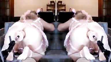 fat sissy crossdresser stretches her hole with huge didoes - 12 image