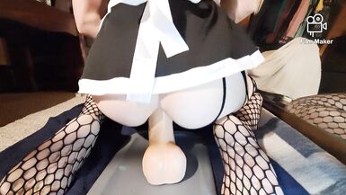 Smooth wet sissy stuffs her ass with big dildo - 2 image