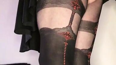 Sissy fucking her big black dildo - 1 image