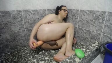 Crazy Deranged Sissy widens her Big Ass with Big Dildo Anal Masturbation slut enjoys her sissygasm - 1 image