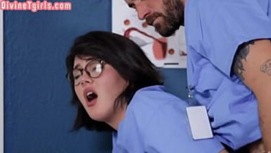 Tattooed tranny ass drilled by male partner in missionary - 1 image