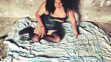 Fat transvestite in satanic ritual offers her ass to satan, putting a bottle in - 10 image