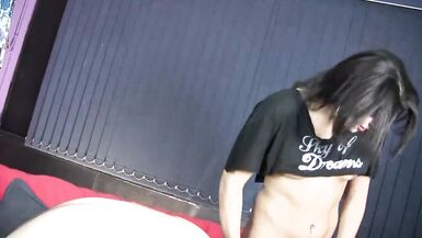 Shemale brunete enjoy a big cock - 2 image