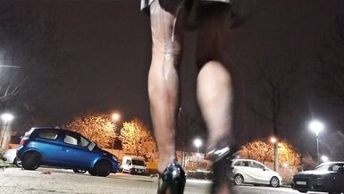 Wish granter: milk enema with latex and nylons in public - 13 image