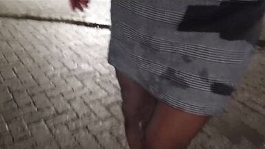 Wish granter: milk enema with latex and nylons in public - 15 image