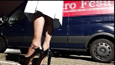 Wish granter: milk enema with latex and nylons in public - 8 image