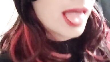 CD school girl breaks in her new dildo