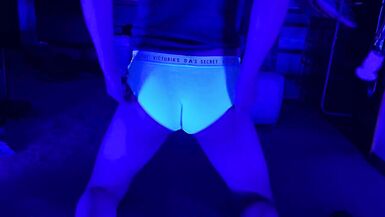 Sissy femboy shemale plays with her butt under blacklight - 13 image