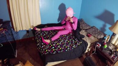 Latex Sissy self bondage session - 1 image
