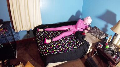 Latex Sissy self bondage session