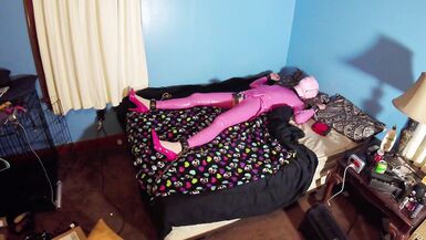 Latex Sissy self bondage session - 8 image