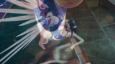 Dva is fucked by the futa mercy at the pool party with her oily body well soaked by the pool water - 9 image