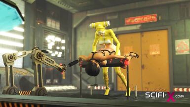 Super fuck machine. A inexperienced ebony in restraints gets fucked hard by a sexy dickgirl - 13 image