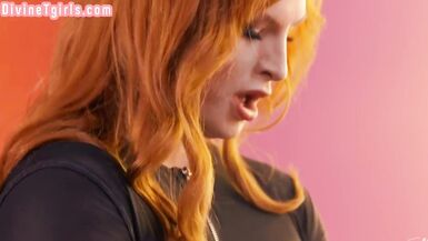 Redhead shemale fucks female in pussy in doggystyle - 5 image