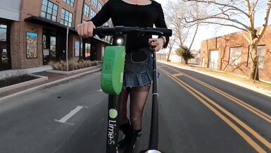 Short skirt on a scooter - 15 image