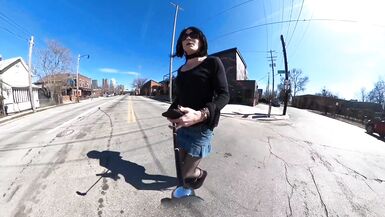 Short skirt on a scooter - 3 image