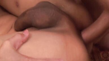 big tranny gets her anus fucked hard and jerks off her cock - 14 image