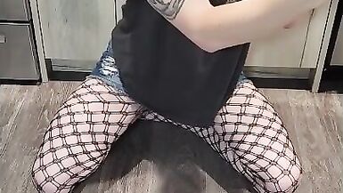 Verbal MtF Trans Woman Sucks Big Dildo Then Cums With Thrusting Vibrating Plug In Her Ass - 2 image